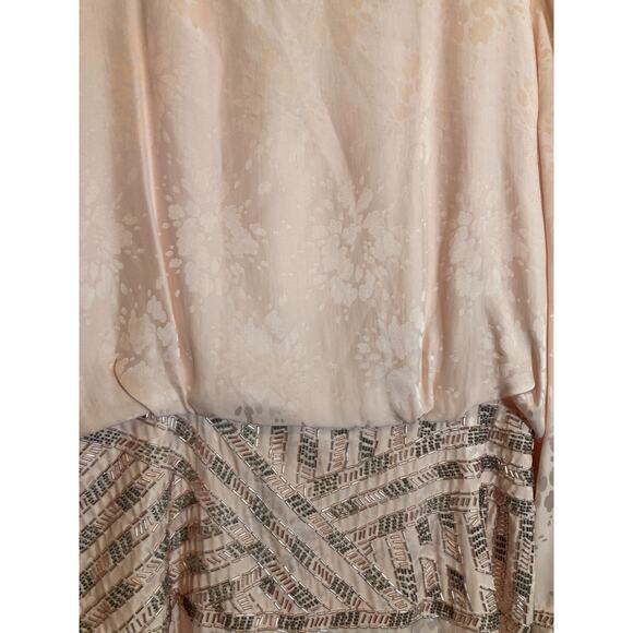 Vintage d'ore Silk Dress Women 14 Pale Pink Beaded Draped Made In Hong Kong 90s - Picture 7 of 16